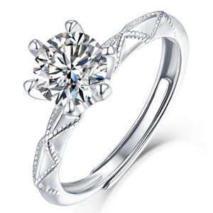 Certified 3ct. t.w. Diamond Moissanite Brilliant Cut Engagement Ring NEW